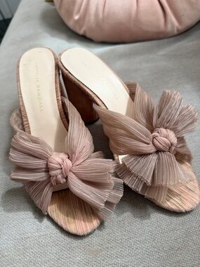 Penny Pleated Bow Sandals by Loeffler Randall Almond